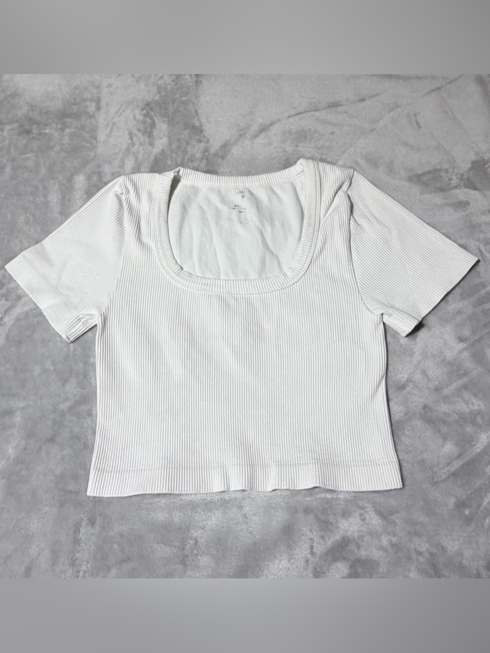 Women’s White Ribbed Square Neck Crop Top